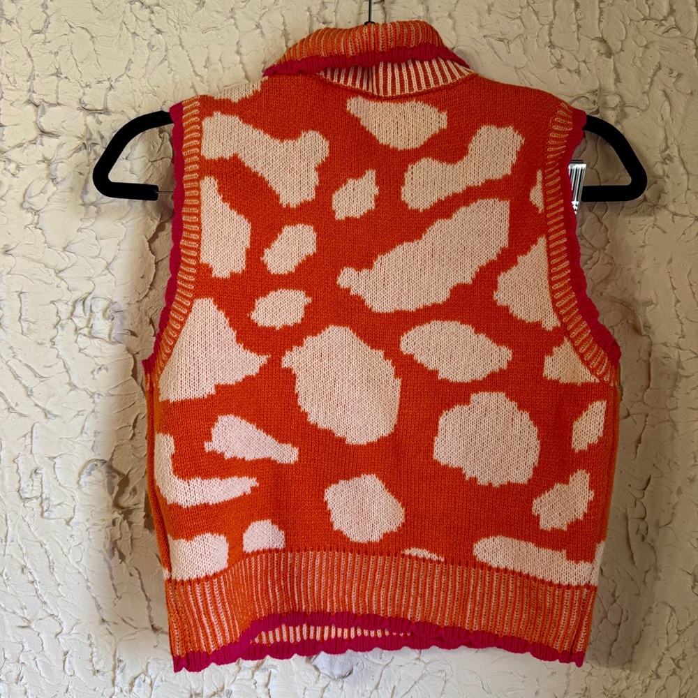 SHEIN Orange and White Cowl Neck Sweater Vest - Picture 7 of 8